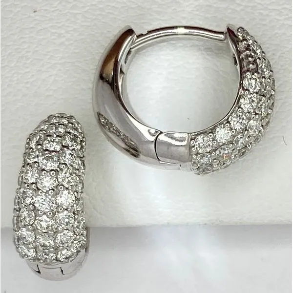 14K White Gold Lab Grown Diamond Huggie Earrings Gary J. Long Jewelers Stockton, CA