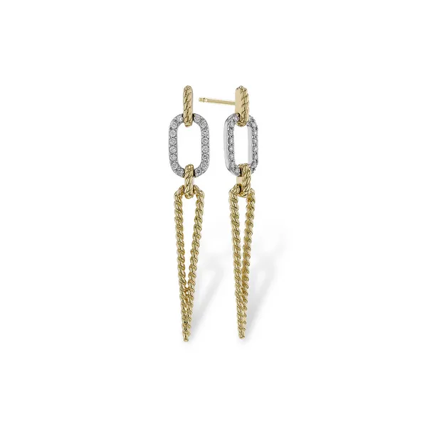 14K Two-Tone Diamond Dangle Earrings Gary J. Long Jewelers Stockton, CA