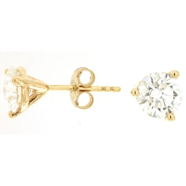 14K Yellow Gold Round Diamond Stud Earrings Gary J. Long Jewelers Stockton, CA