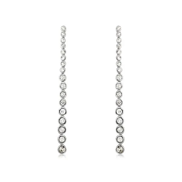14K White Gold Tapered Bezel Set Diamond Line Earrings Gary J. Long Jewelers Stockton, CA