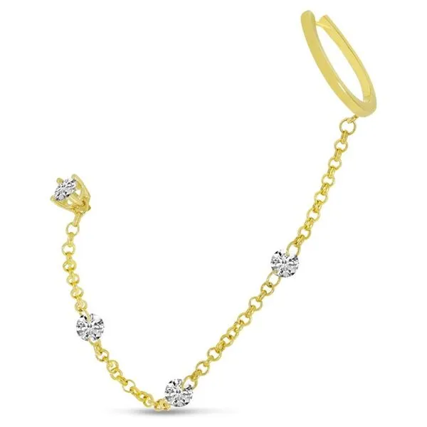 14K Yellow Gold Single Stud / Cuff Diamond Earring Gary J. Long Jewelers Stockton, CA