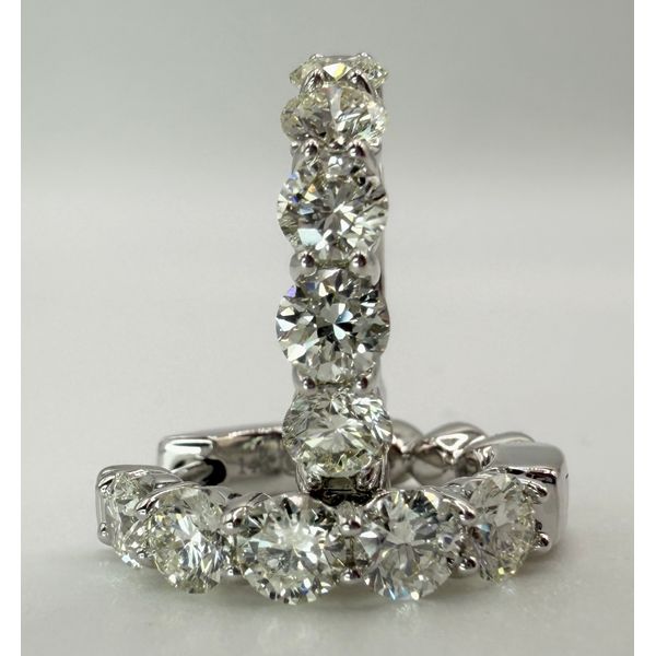 14K White Gold Diamond Huggie Earrings Gary J. Long Jewelers Stockton, CA