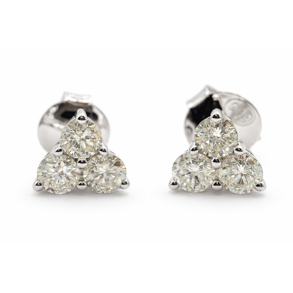 14KW DIAMOND CLUSTER STUD EARRINGS Gary J. Long Jewelers Stockton, CA