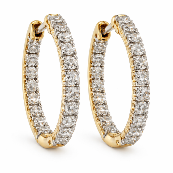 14KY DIAMOND INSIDE OUT HOOP EARRINGS Gary J. Long Jewelers Stockton, CA