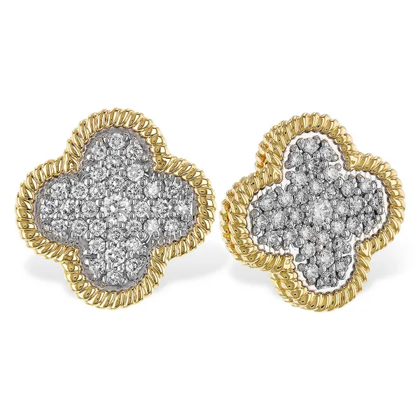 14K Yellow Gold Diamond Cluster Clover Stud Earrings Gary J. Long Jewelers Stockton, CA