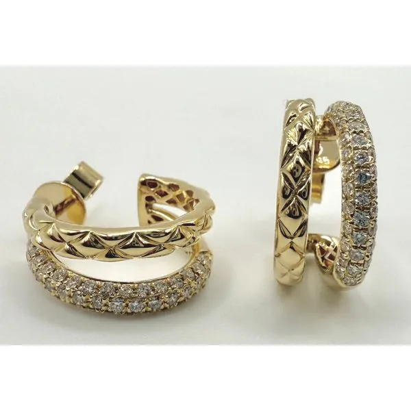 14K Yellow Gold Diamond Hoop Earrings Gary J. Long Jewelers Stockton, CA
