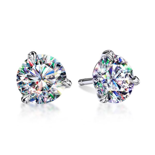 14K White Gold 3-Prong Diamond Stud Earrings Gary J. Long Jewelers Stockton, CA