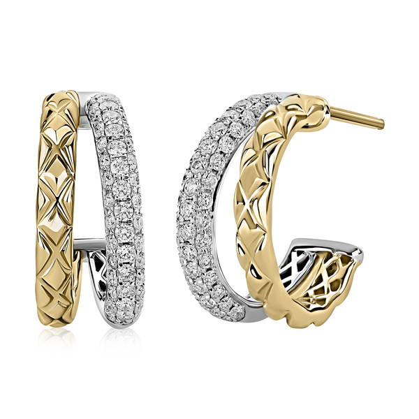 14KY 2ROW DIAMOND HOOP EARRINGS Gary J. Long Jewelers Stockton, CA