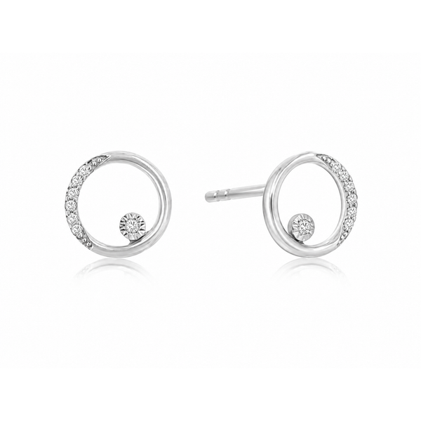 14K White Gold .04ctw Open Circle Diamond Stud Earrings Gary J. Long Jewelers Stockton, CA