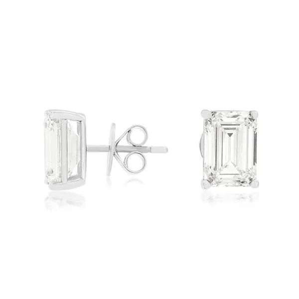 14KW LAB GROWN EMERALD CUT STUD EARRINGS Gary J. Long Jewelers Stockton, CA