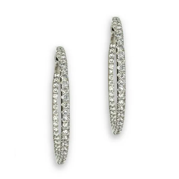 14K White Gold Lab Grown Diamond Inside Out Hoop Earrings Gary J. Long Jewelers Stockton, CA
