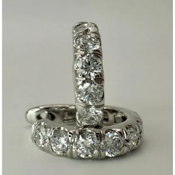 14K White Gold Lab Grown Diamond Huggie Earrings Gary J. Long Jewelers Stockton, CA