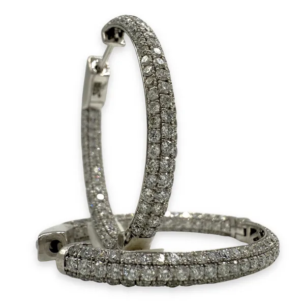 14KW LAB GROWN ROUND DIAMOND INSIDE OUT HOOP EARRINGS Gary J. Long Jewelers Stockton, CA