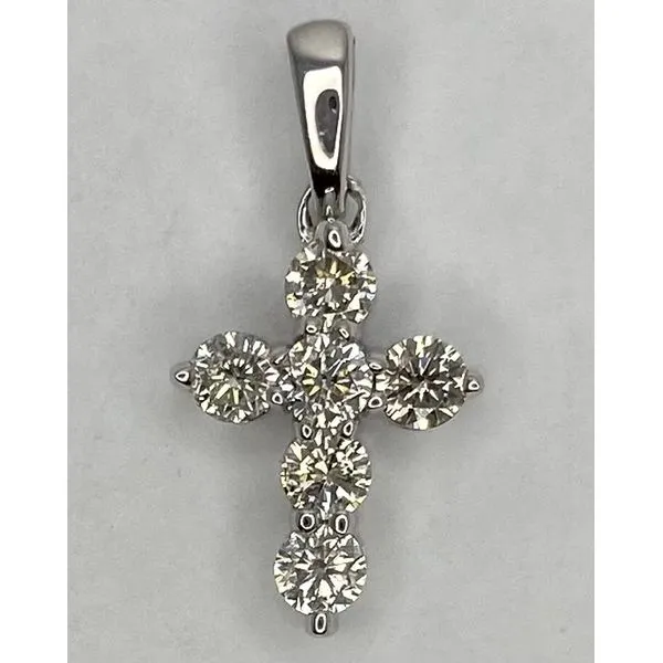 14K White Gold Round Diamond Cross Pendant Gary J. Long Jewelers Stockton, CA