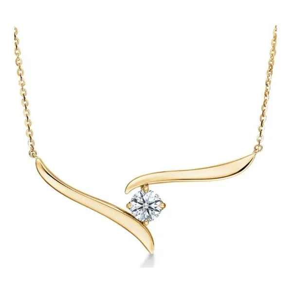 18K Yellow Gold Hearts On Fire Vela Solitaire Crossover Pendant Gary J. Long Jewelers Stockton, CA