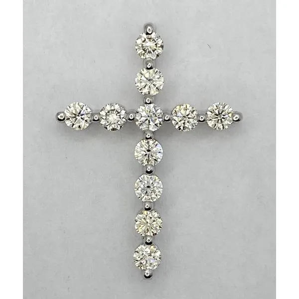 14K White Gold Diamond Single Prong Cross Pendant Gary J. Long Jewelers Stockton, CA