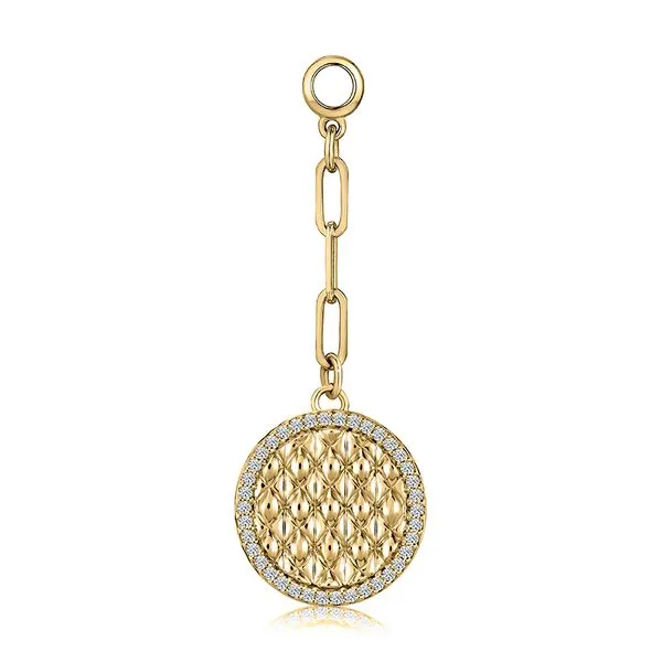 14K Yellow Gold Quilted Diamond Circle Pendant Gary J. Long Jewelers Stockton, CA