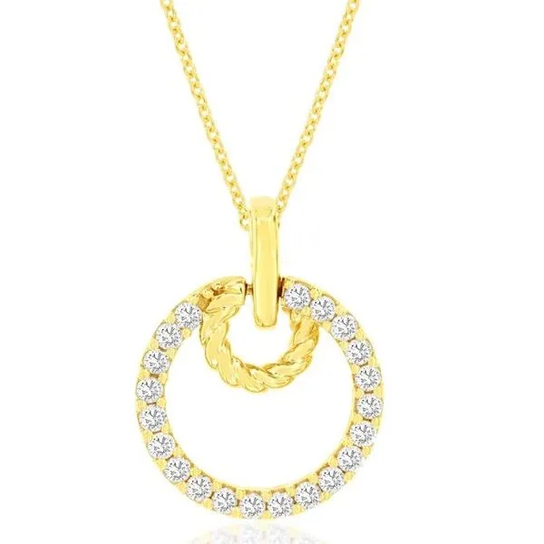 14K Yellow Gold Diamond Rope Double Circle Pendant Gary J. Long Jewelers Stockton, CA