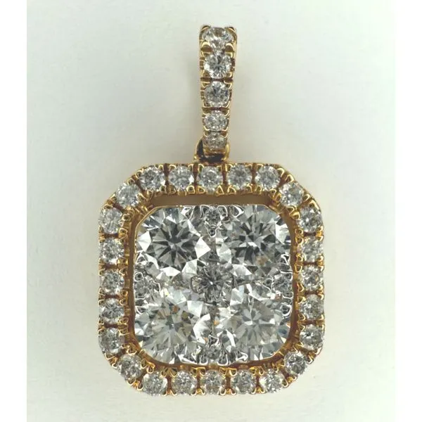 18KY SQUARE DIAMOND CLUSTER PENDANT Gary J. Long Jewelers Stockton, CA
