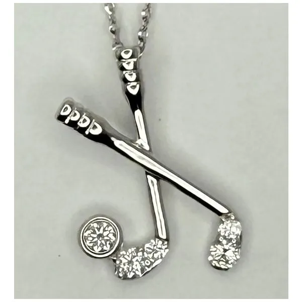14K White Gold Diamond Golf Club Pendant Gary J. Long Jewelers Stockton, CA