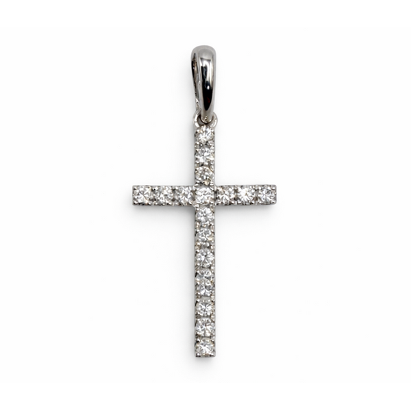 14K White Gold Diamond Cross Pendant Gary J. Long Jewelers Stockton, CA