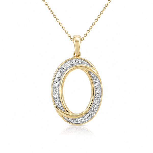 14K Yellow Gold .50ctw Diamond Open Oval Pendant Gary J. Long Jewelers Stockton, CA