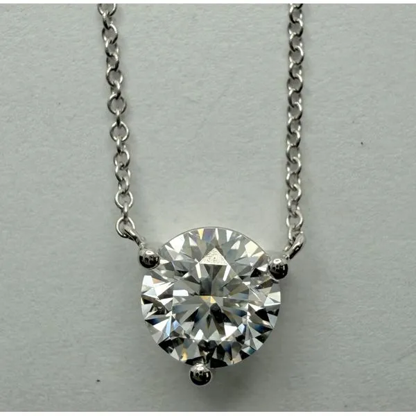 14KW LAB GROWN ROUND 3PRONG SET DIAMOND PENDANT Gary J. Long Jewelers Stockton, CA