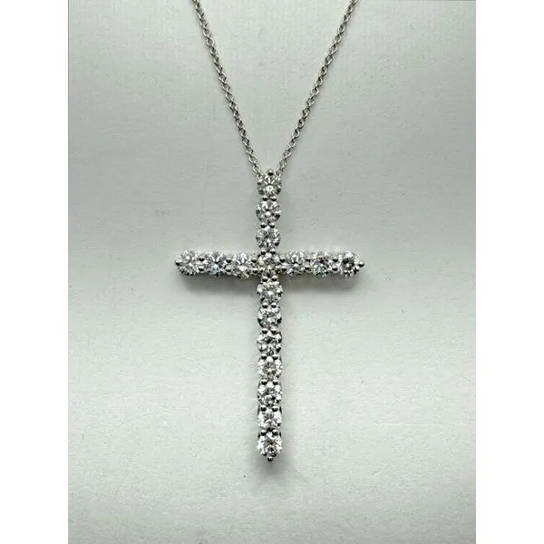 14K White Gold Lab Grown Diamond Cross Pendant Gary J. Long Jewelers Stockton, CA