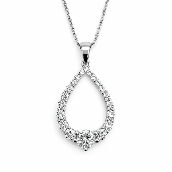 14K White Gold Teardrop Diamond Pendant Gary J. Long Jewelers Stockton, CA