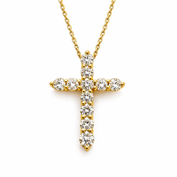 14K Yellow Gold Diamond Cross Pendant Gary J. Long Jewelers Stockton, CA