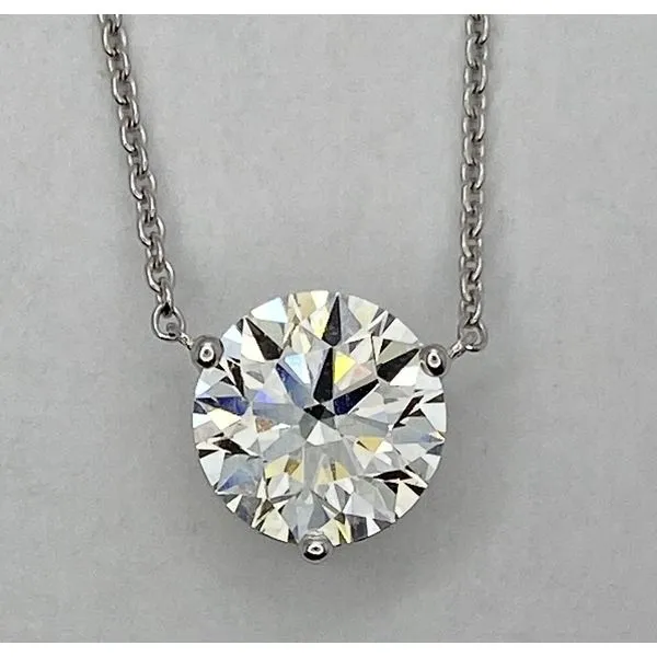 14K White Gold Round Diamond Solitaire Necklace Gary J. Long Jewelers Stockton, CA