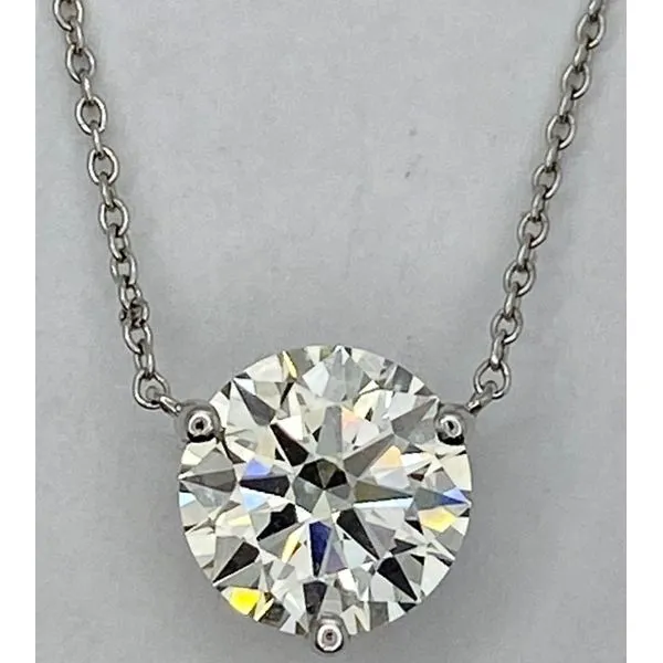 14KW Round Lab Grown 3 Prong Diamond Solitaire Pendant Gary J. Long Jewelers Stockton, CA