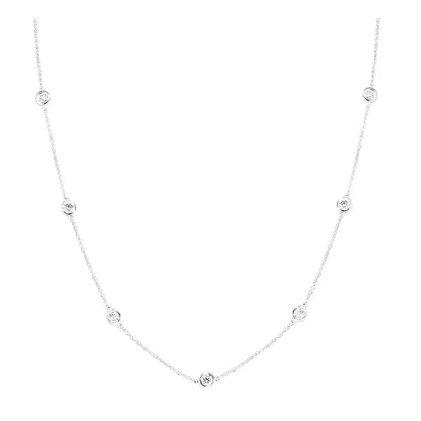 14KW Round Lab Grown Bezel Set Diamond Station Necklace Gary J. Long Jewelers Stockton, CA