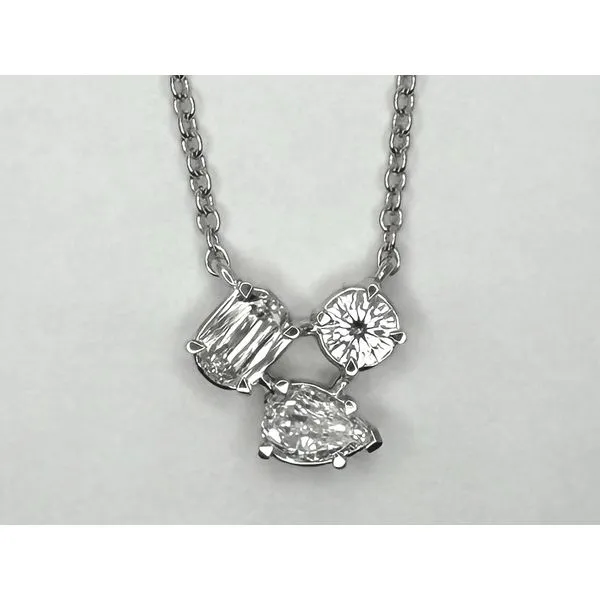 14K White Gold Crisscut Multi Stone Diamond Necklace Gary J. Long Jewelers Stockton, CA