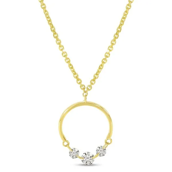 14K Yellow Gold Half Circle Diamond Necklace Gary J. Long Jewelers Stockton, CA