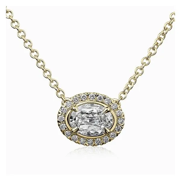 18K Yellow Gold Diamond Halo Necklace Gary J. Long Jewelers Stockton, CA