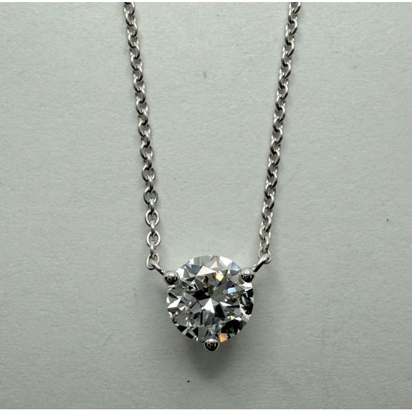 14KW LAB GROWN ROUND DIAMOND 3PRONG DIAMOND SOLITAIRE NECKLACE Gary J. Long Jewelers Stockton, CA