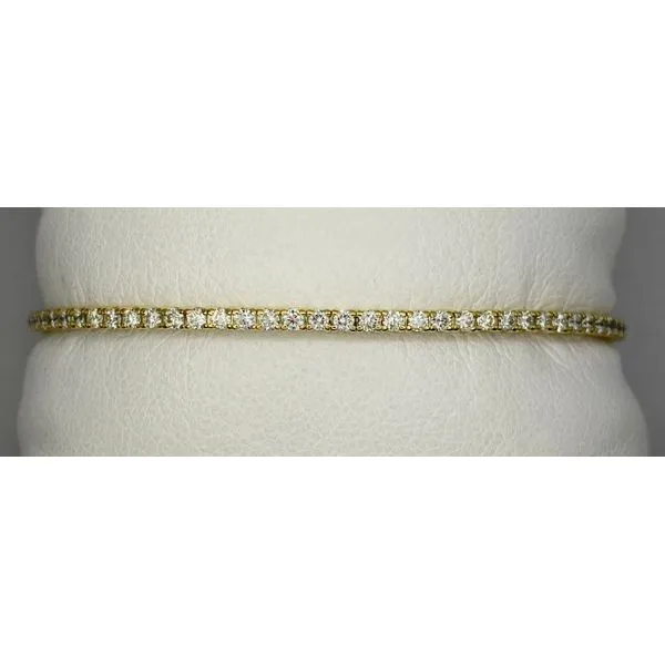 14K Yellow Gold Round Diamond Flexible Bangle Bracelet Gary J. Long Jewelers Stockton, CA