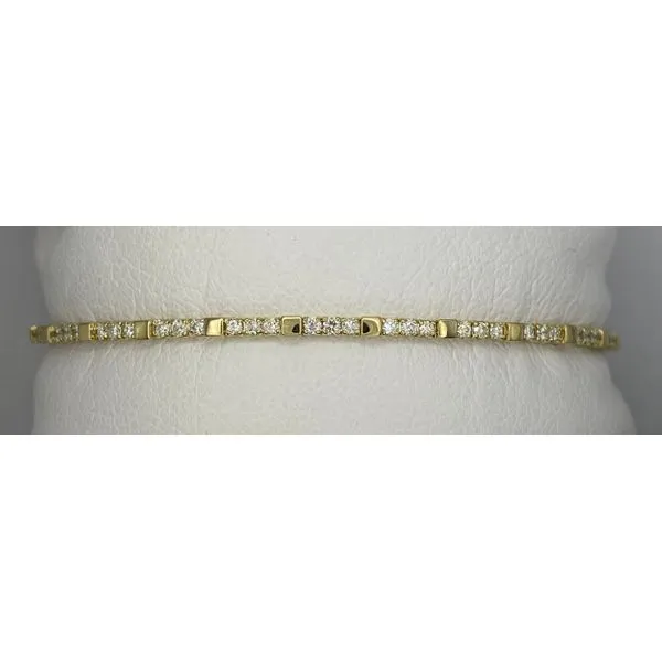 14K Yellow Gold Alternating Diamond/Bar Flexible Bangle Bracelet Gary J. Long Jewelers Stockton, CA