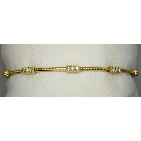 14K Yellow Gold Diamond Rondel Flexible Bangle Bracelet Gary J. Long Jewelers Stockton, CA