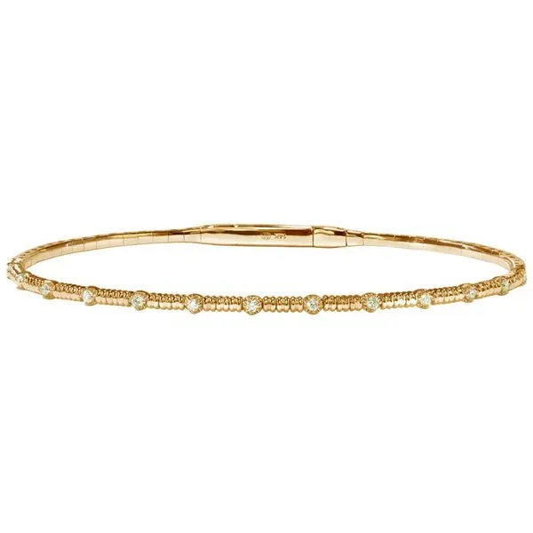 14K Yellow Gold Round G,SI1 Diamond Bar Flexible Bracelet Gary J. Long Jewelers Stockton, CA