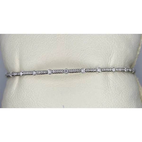 14K White Gold Round G,SI1 Diamond Bar Flexible Bracelet Gary J. Long Jewelers Stockton, CA