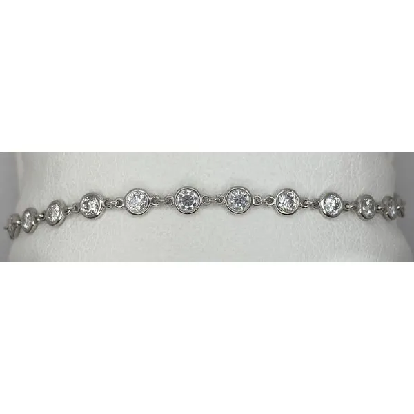 14K White Gold Diamond Bezel Set Bracelet Gary J. Long Jewelers Stockton, CA