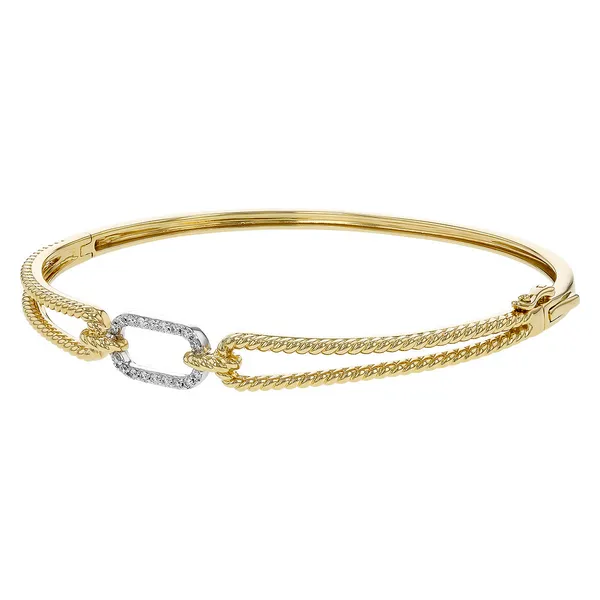 14K Tri-Tone Open Diamond Link Rope Split Bangle Bracelet Image 2 Gary J. Long Jewelers Stockton, CA