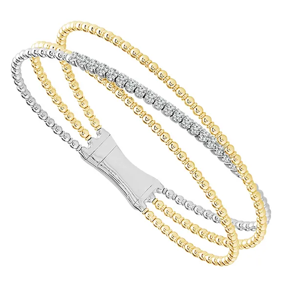 14K Two-Tone Diamond Foldover Flex Bracelet Gary J. Long Jewelers Stockton, CA