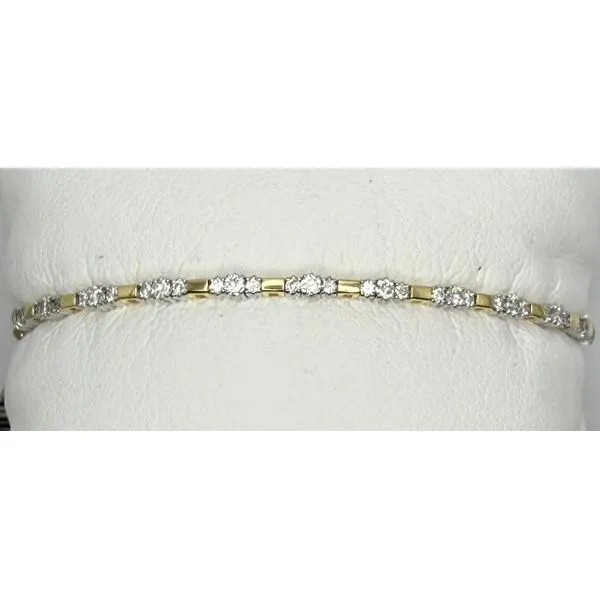 14KTT Alternating 3Diamond/Bar Flexible Bangle Bracelet Gary J. Long Jewelers Stockton, CA