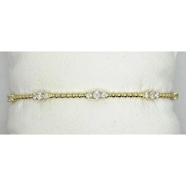 14KY Alternating 3Diamond Bead Flexible Bangle Bracelet Gary J. Long Jewelers Stockton, CA