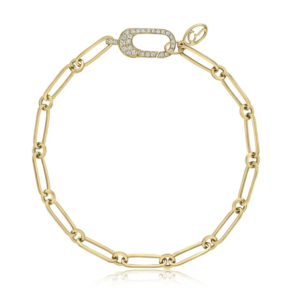 14K Yellow Gold Diamond Paperclip Link Bracelet Gary J. Long Jewelers Stockton, CA