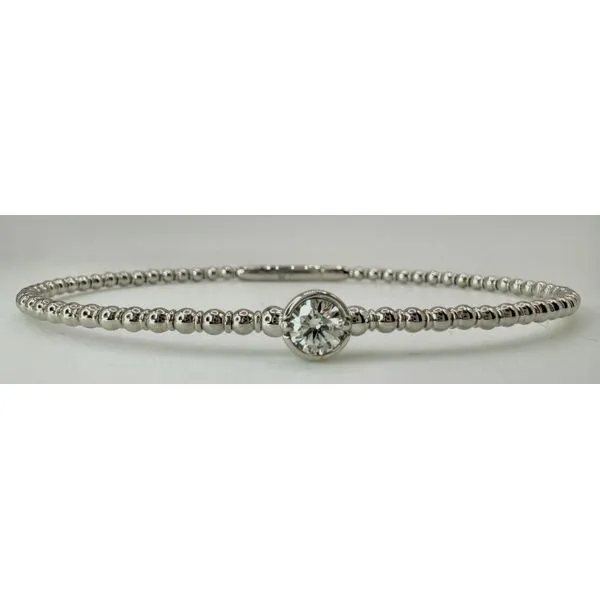 14K White Gold Single Diamond Flexible Bangle Gary J. Long Jewelers Stockton, CA