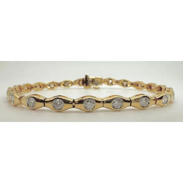 14KY FLUSH SET DIAMOND LINK BRACELET Gary J. Long Jewelers Stockton, CA